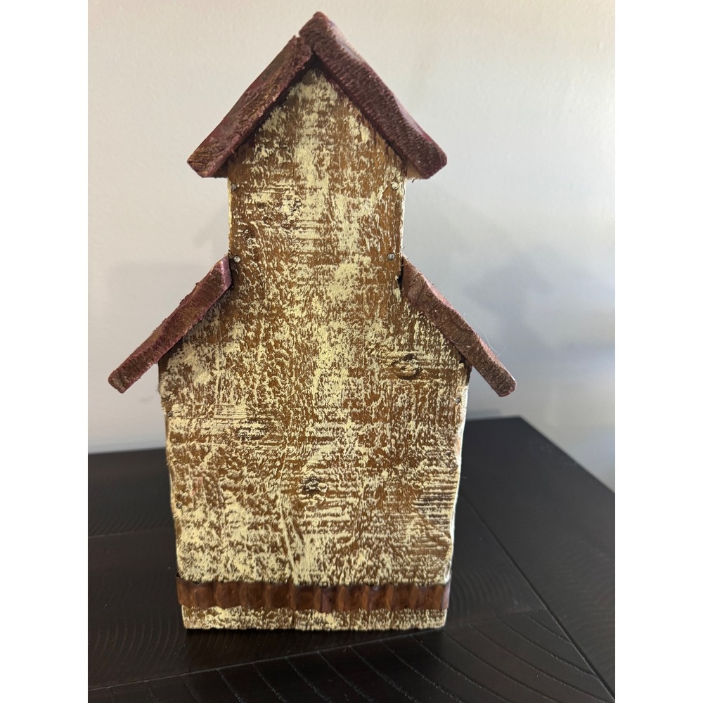 Rustic Farmhouse Wooden Birdhouse Decorative Distressed Barn Style Brown Red - Picture 3 of 7